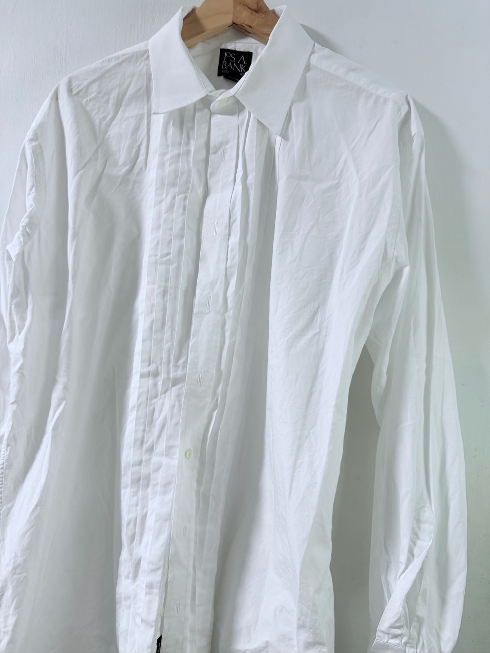 Jos. A. Bank White Pleated Front Dress Shirt